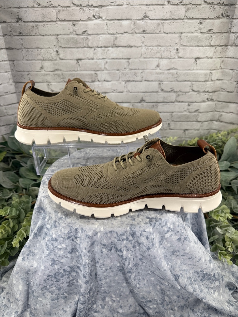 LEISURE “Wear Breeze” Taupe Stretch-Knit Ultra Light Casual Oxfords Mens 7.5M - Picture 5 of 11